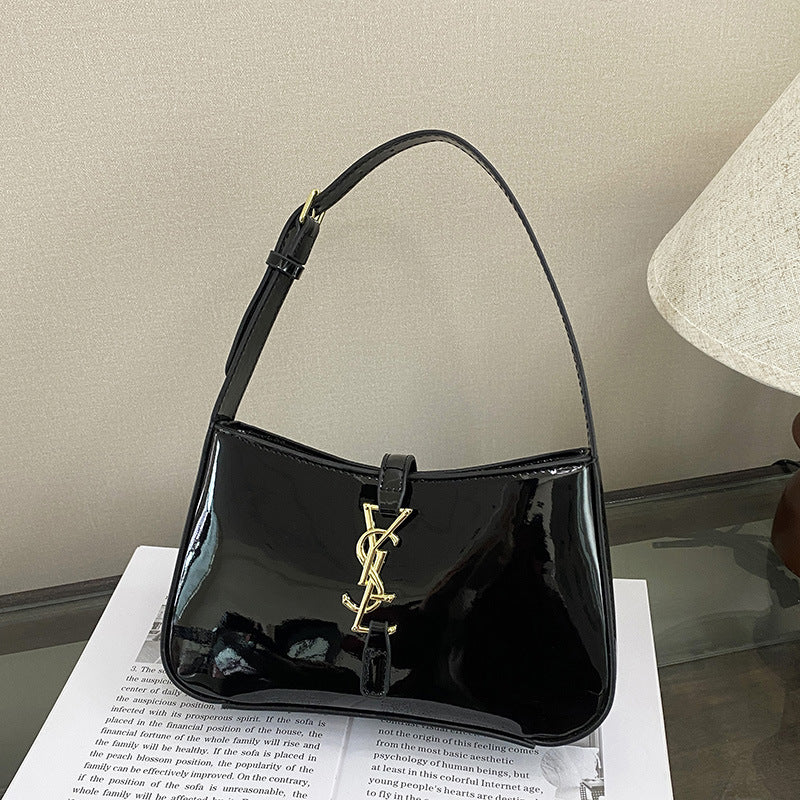 2025 Nueva bolsa transfronteriza elegante, versátil y versátil para la axila, bolso de un solo hombro de moda, bolso de mujer de cuero brillante para mujeres