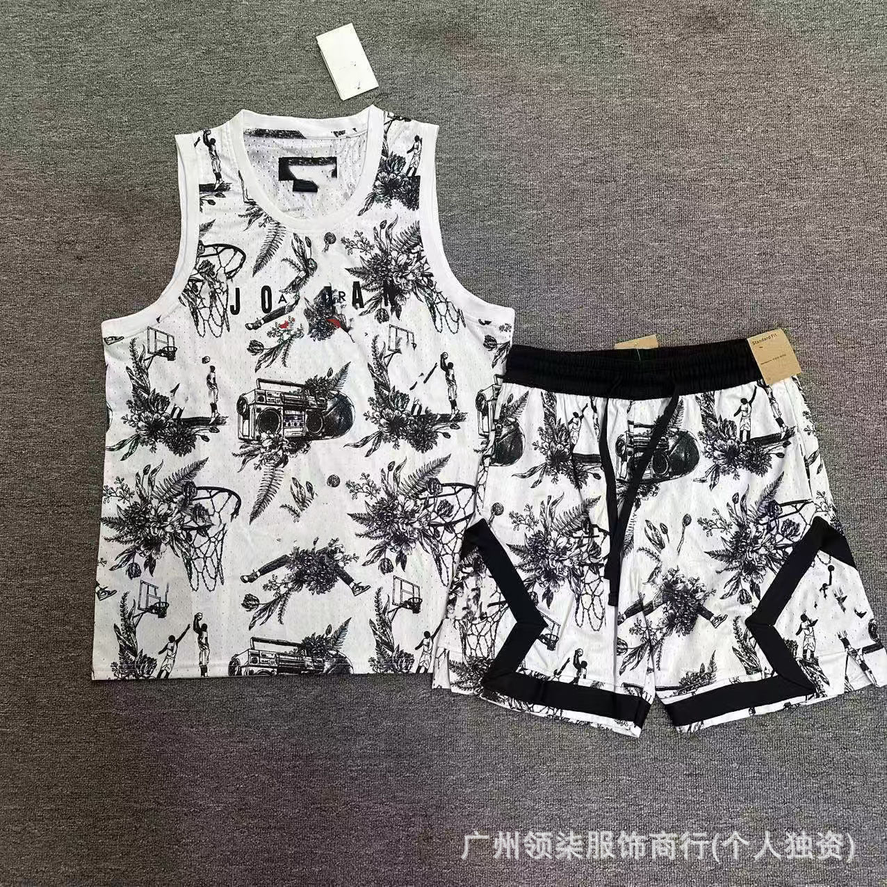 Nuevo chaleco deportivo de baloncesto Flying Man con pantalones cortos, chaleco deportivo casual de correr de secado rápido, transpirable y holgado