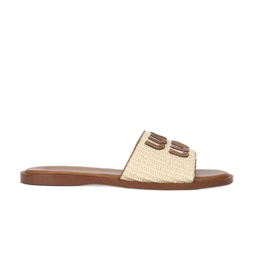 Zapatillas planas de lino tejido MU para mujer, sandalias antideslizantes off-line para verano, zapatillas de playa versátiles, envío inmediato de Pure Source