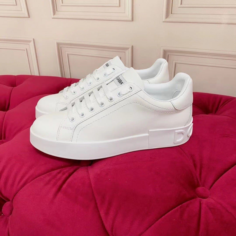 Zapatillas casuales de cuero hombre familia DG | Velcro blancas versátiles