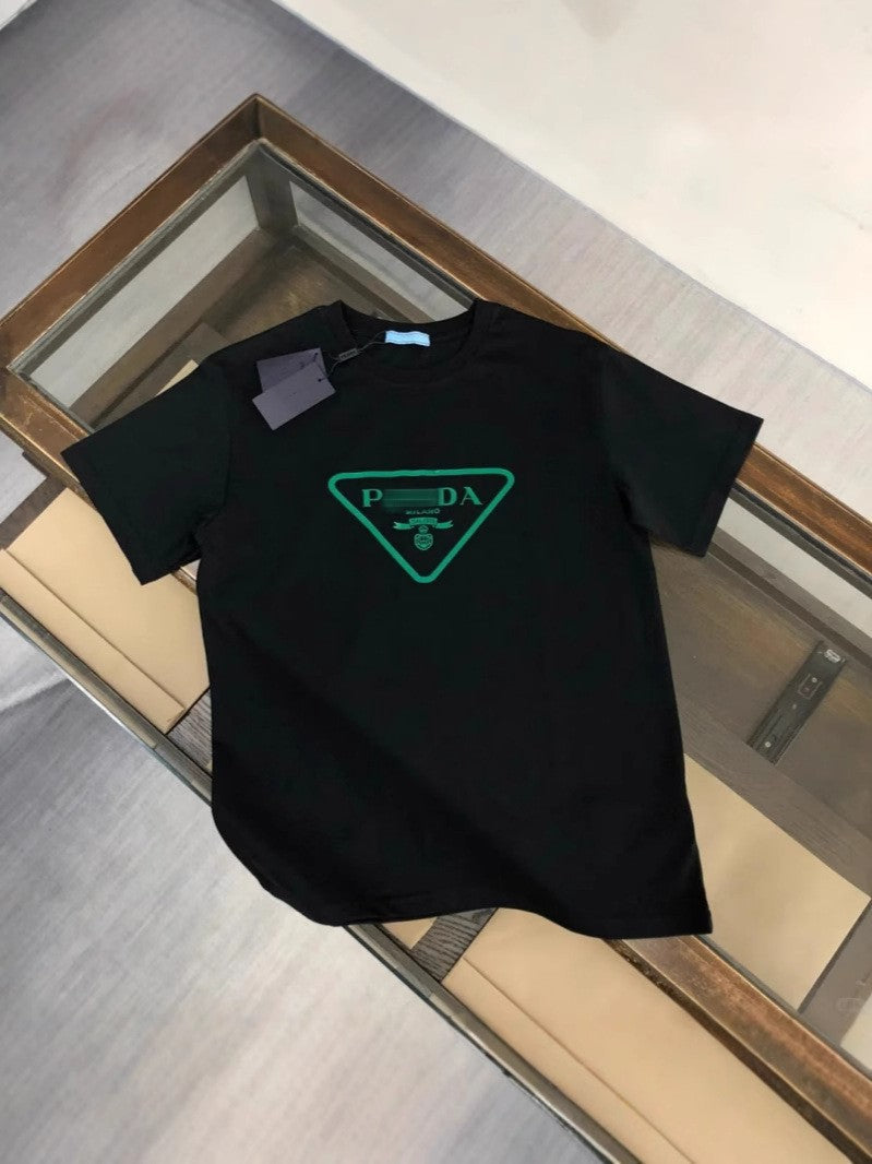 Camisetas europeas de manga corta de alta gama de la marca P, y camisetas casuales de algodón puro de cuello redondo de algodón de hombre y mujer