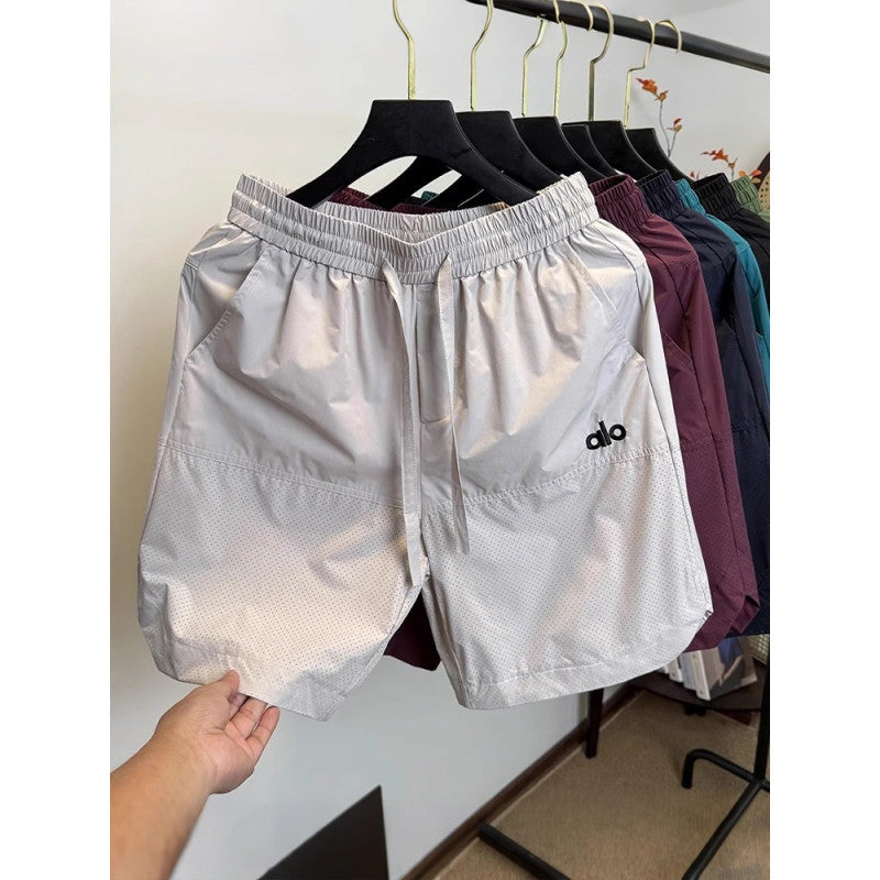 Pantalones Cortos Deportivos Seda Hielo Bordados Hombre | Secado Rápido