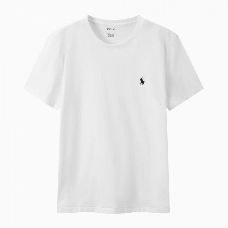 T-shirt homme coton brodé manches courtes décontracté
