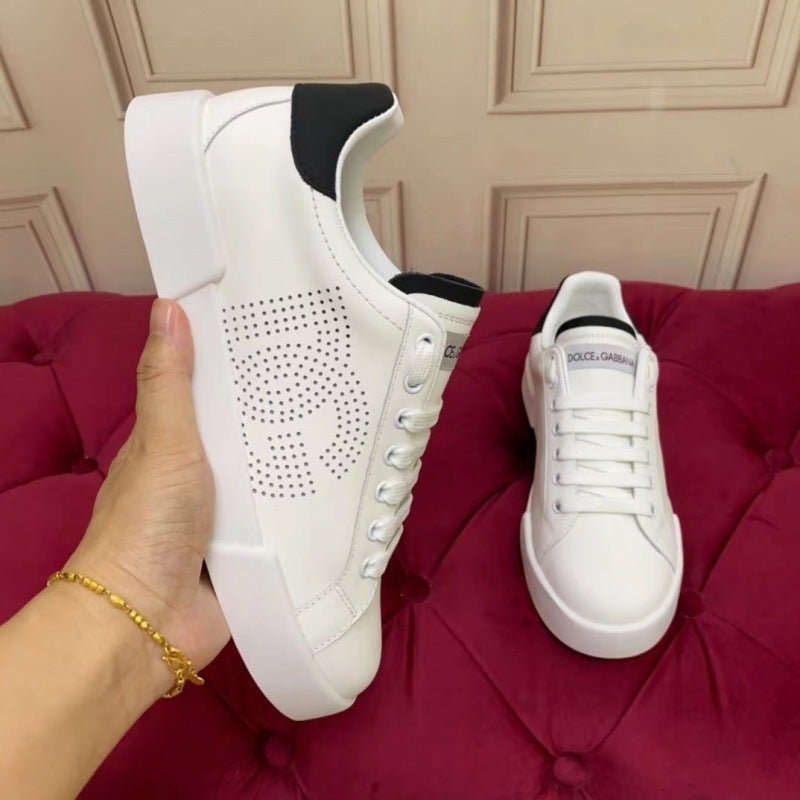 Zapatillas casuales de cuero hombre familia DG | Velcro blancas versátiles