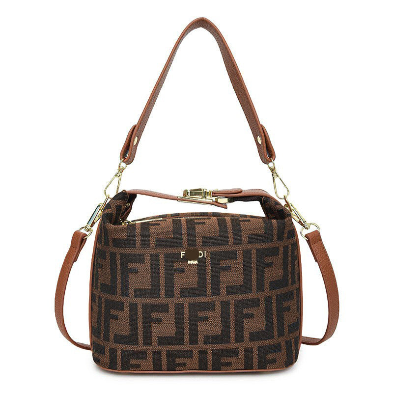 Nuevo bolso de lonchera usado 2025, monograma de moda portátil, bolsa de almohada, bolso bandolera de estilo coreano estampado de un solo hombro