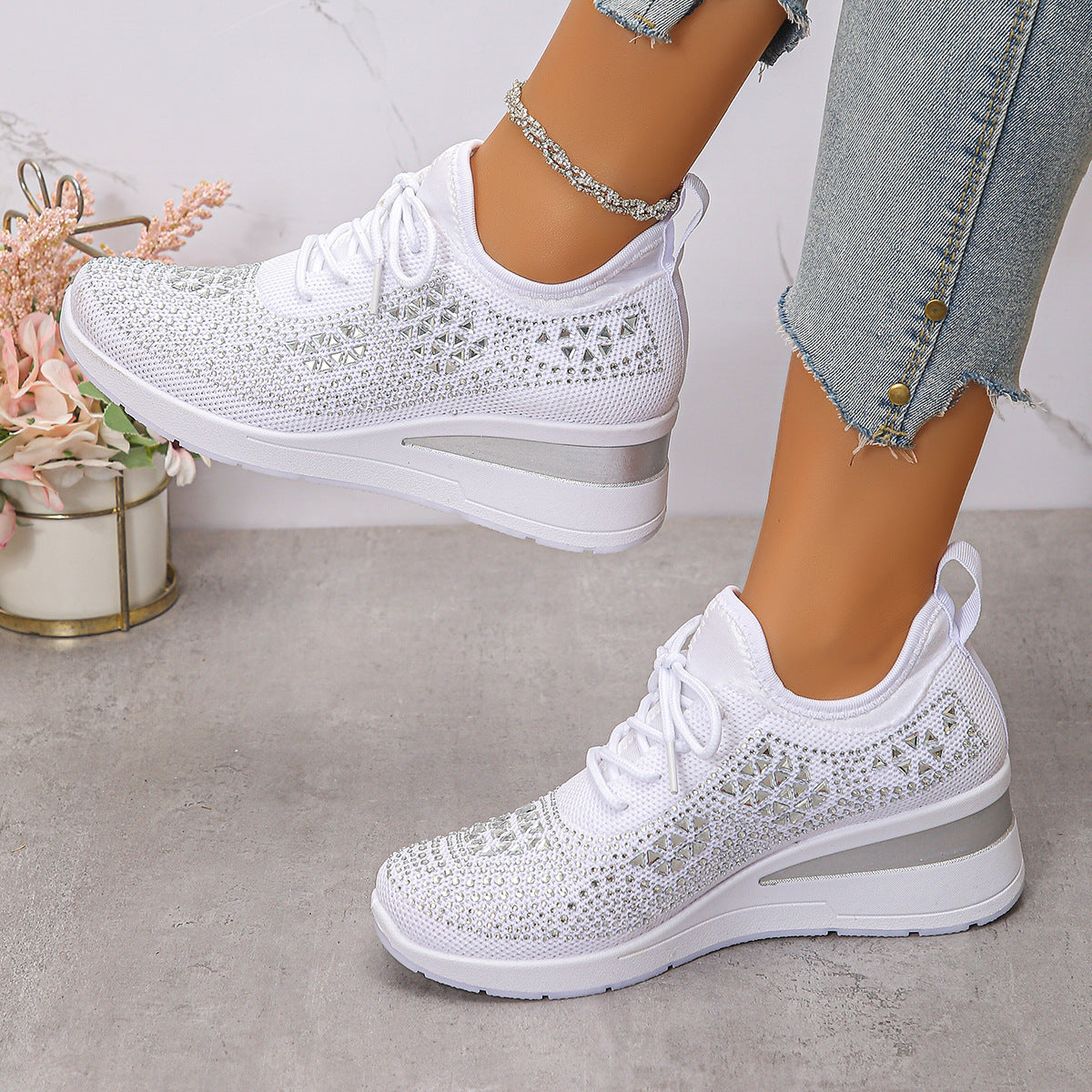 Zapatillas nuevas transfronterizas, zapatillas de mujer, zapatillas casuales transpirables primavera 2026, zapatillas de malla deportivas de malla para realzar