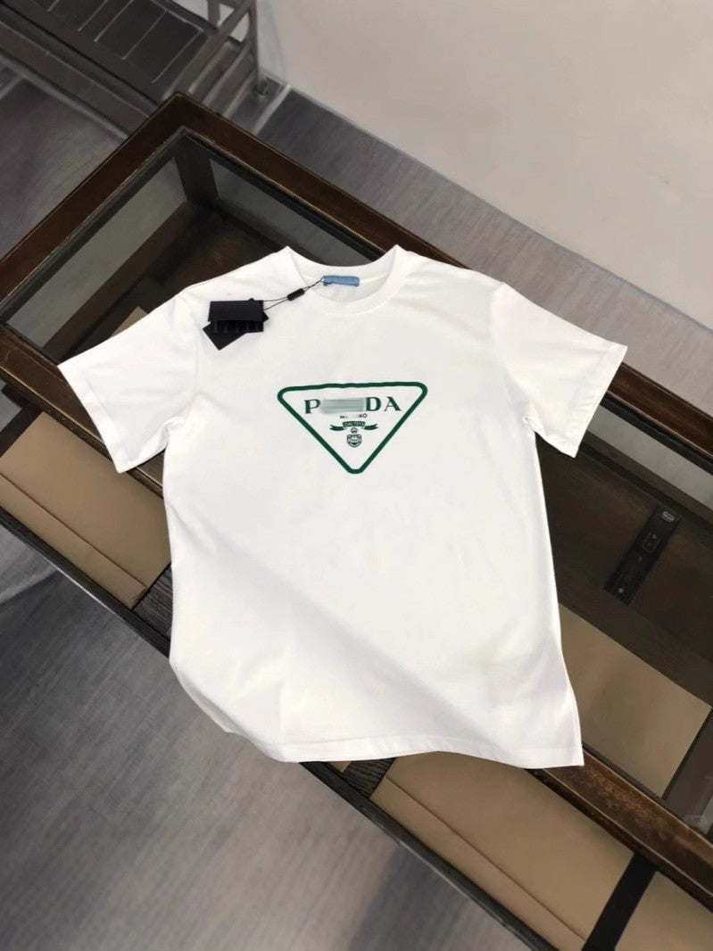 Camisetas europeas de manga corta de alta gama de la marca P, y camisetas casuales de algodón puro de cuello redondo de algodón de hombre y mujer