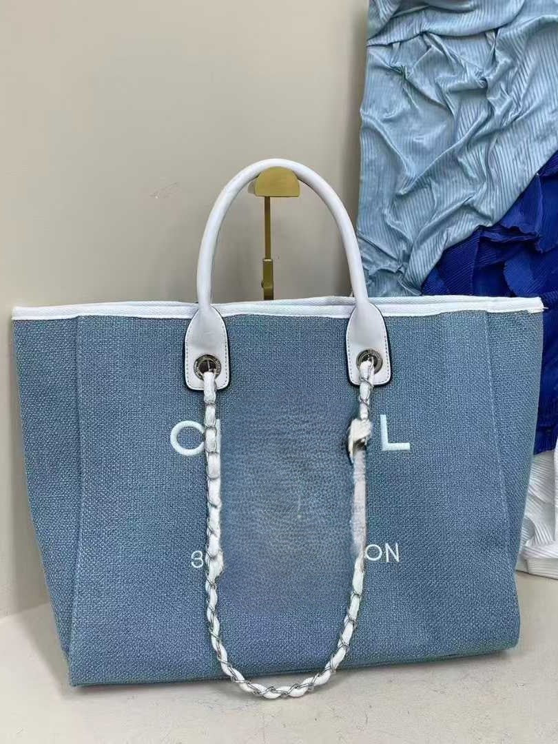 Women's Embroidered Linen Beach Bag | Elegant Large Capacity Summer Shoulder Tote | No Box