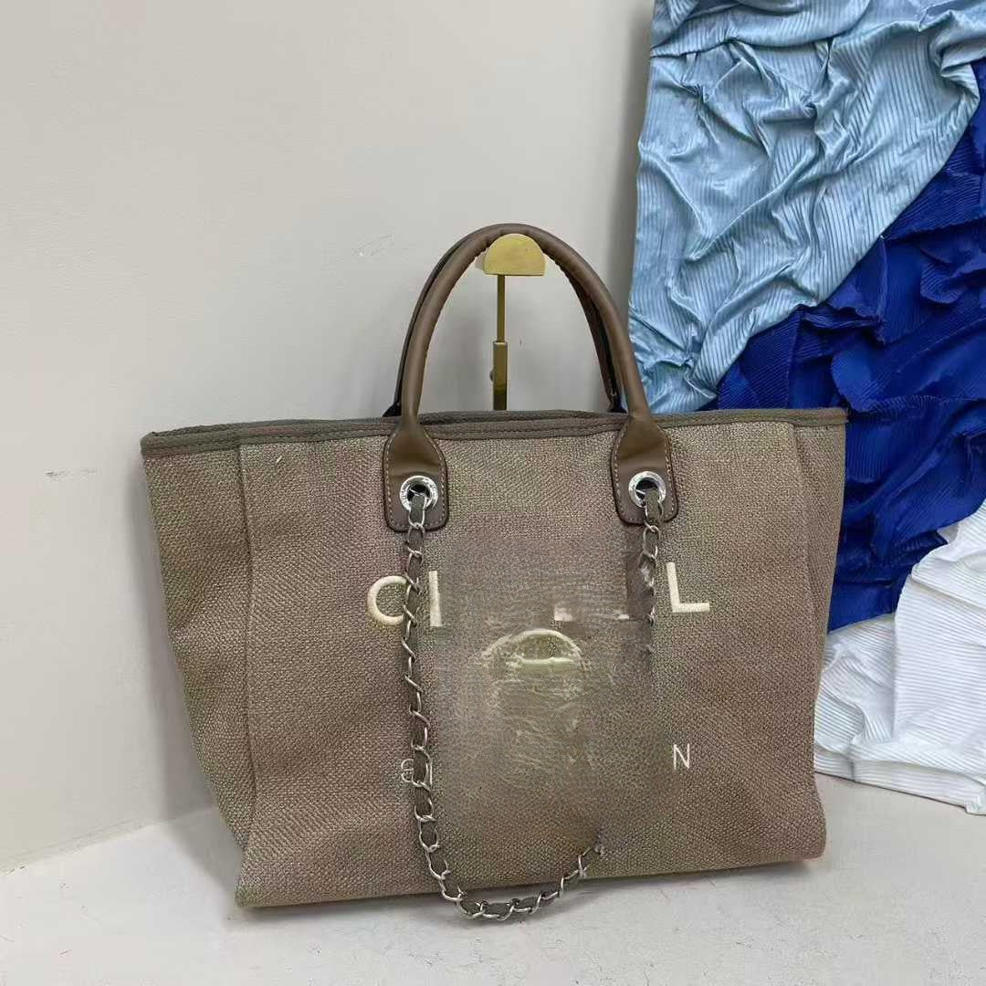 Women's Embroidered Linen Beach Bag | Elegant Large Capacity Summer Shoulder Tote | No Box