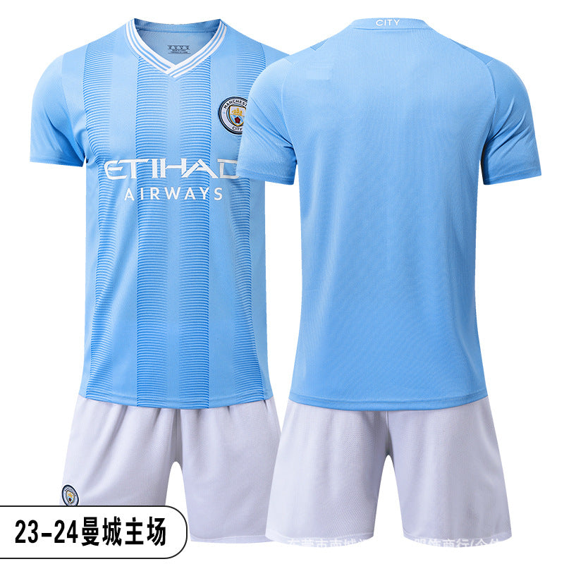 26 27 Camiseta de local del Manchester City, set de equipación de fútbol de la Premier League 9 de Haaland, equipación de entrenamiento infantil, nueva camiseta