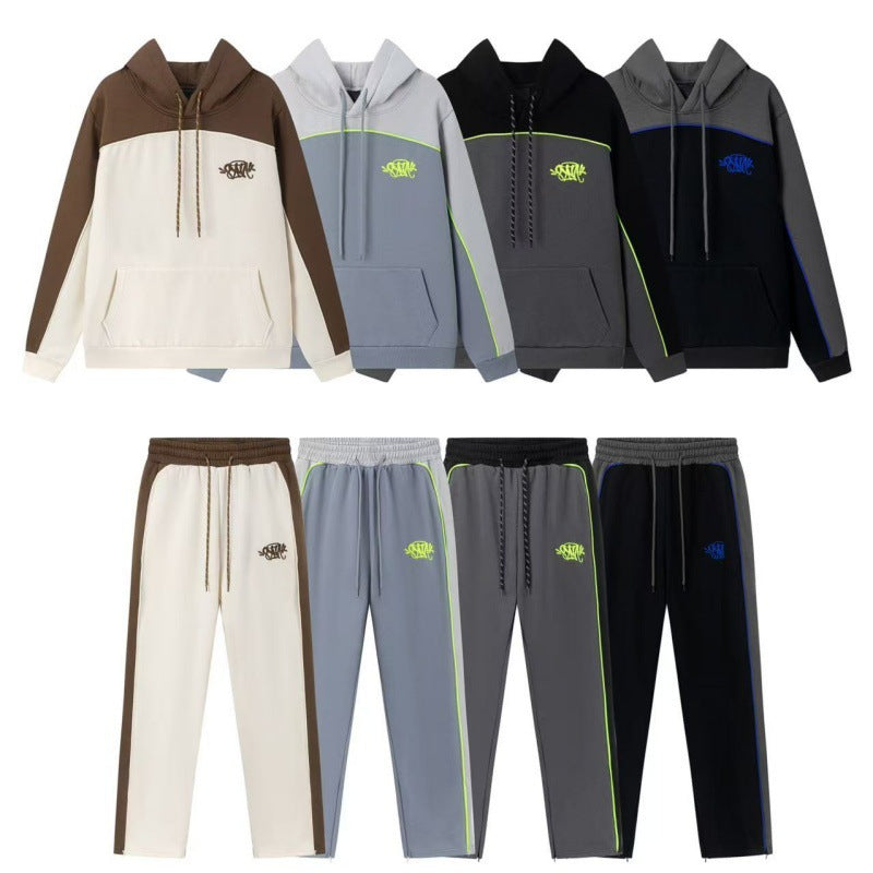 European and American cross-border e-commerce, hip-hop style casual long pants set (embroidered) with fleece lining for men and women, fashionable.