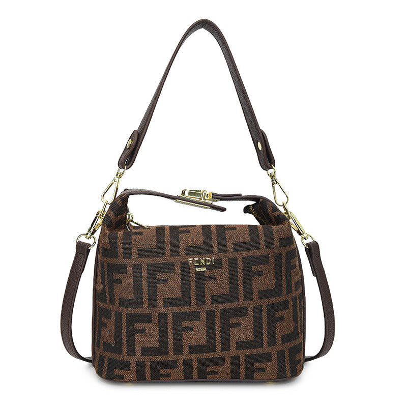 Nuevo bolso de lonchera usado 2025, monograma de moda portátil, bolsa de almohada, bolso bandolera de estilo coreano estampado de un solo hombro