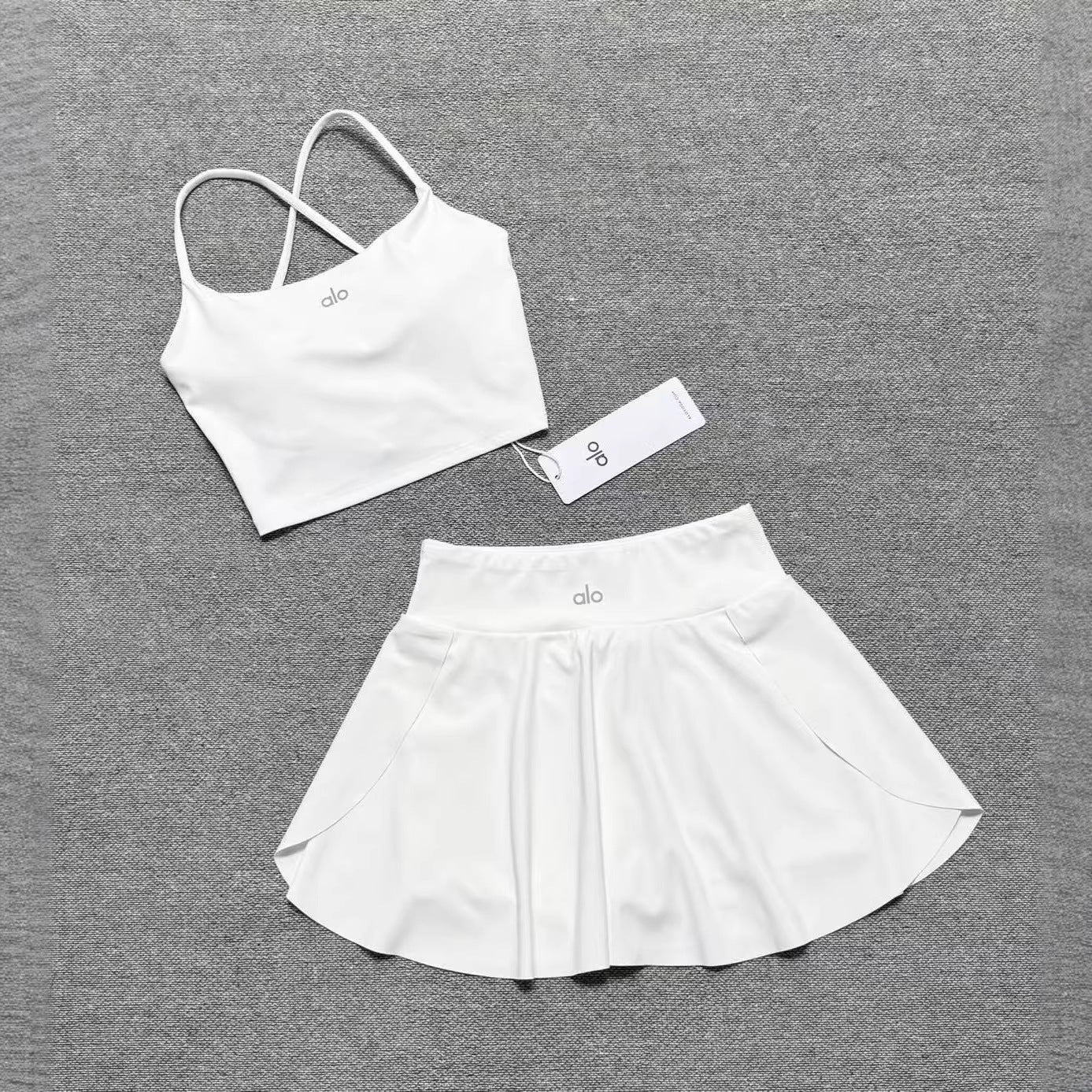 Conjunto de falda de yoga plisada de primavera y verano Alo26 Set de falda de golf para correr fitness conjunto de dos piezas