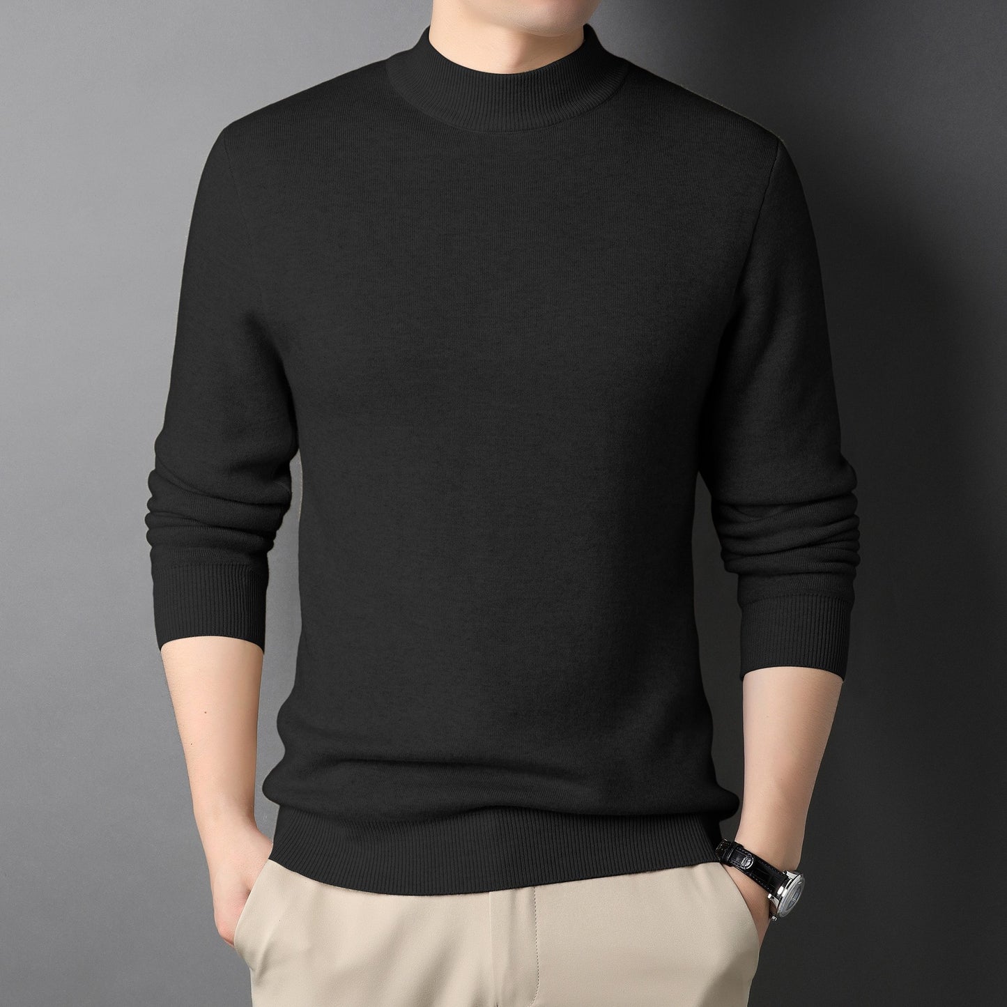 Jersey Cuello Alto Hombre - Suave y Cálido Primavera Otoño