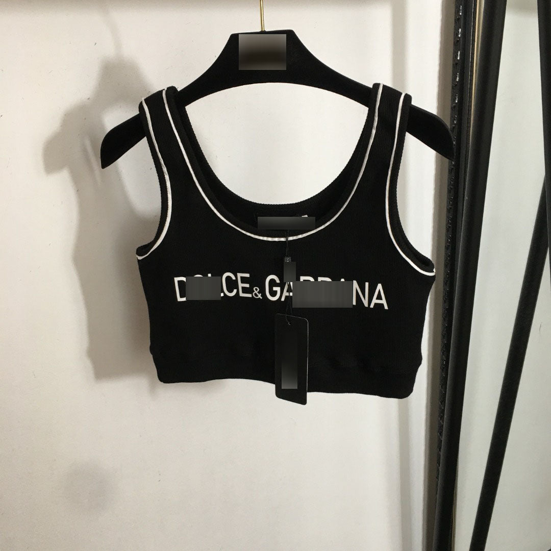 2025 Summer Nanyou New Fashion Logo Capa interior con letras desplazadas, listas ranuradas algodón puro chaleco casual versátil