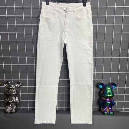 Jeans sbiancati ricamati uomo gamba dritta | Stemma francese | LuxuryMarkt