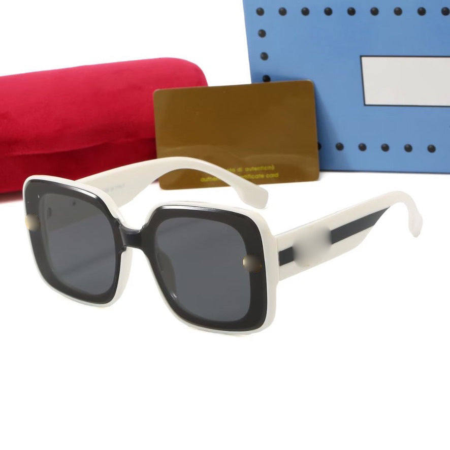 Gafas de sol redondas de montura grande unisex para exportación, gafas europeas y americanas, rayas rojas y verdes gafas de sol de moda de celebridades de internet INS G1606