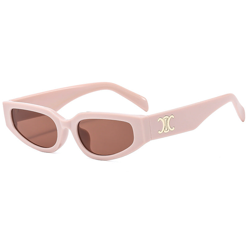 2025 Nueva gafas de sol de montura pequeña de alta gama de INS Fashion para mujer, gafas de sol de moda de ojo de gato para hombres, ventas directas transfronterizas desde Europa y América
