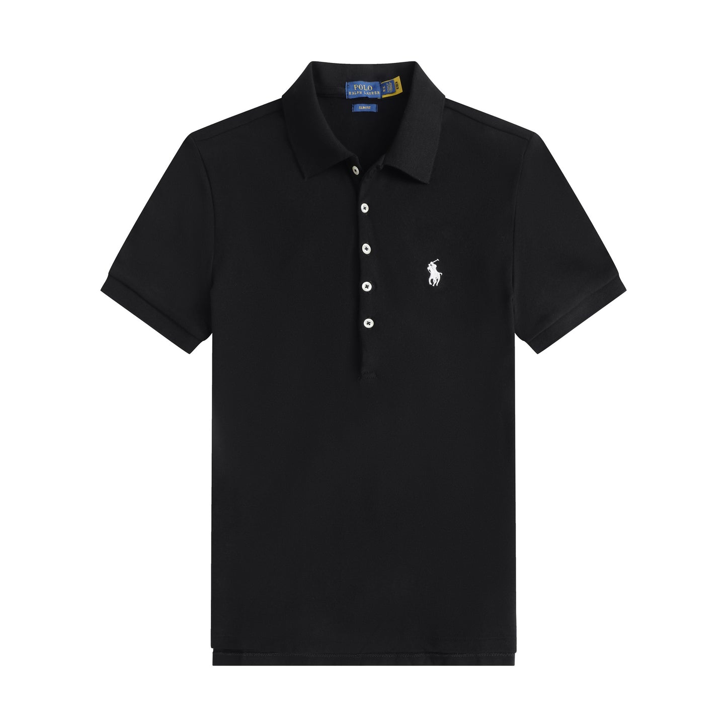 Logo de Summer Little Horse 2026: Polo de manga corta para mujer, camisa Paul de mujer de cinco botones ajustada, camiseta de algodón puro con cuello abatible