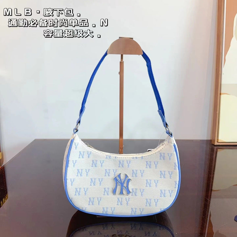 Bolso de la MLB coreana edición completa en relieve en relieve bolso sencillo de NY de moda versátil casual para mujer, novedad