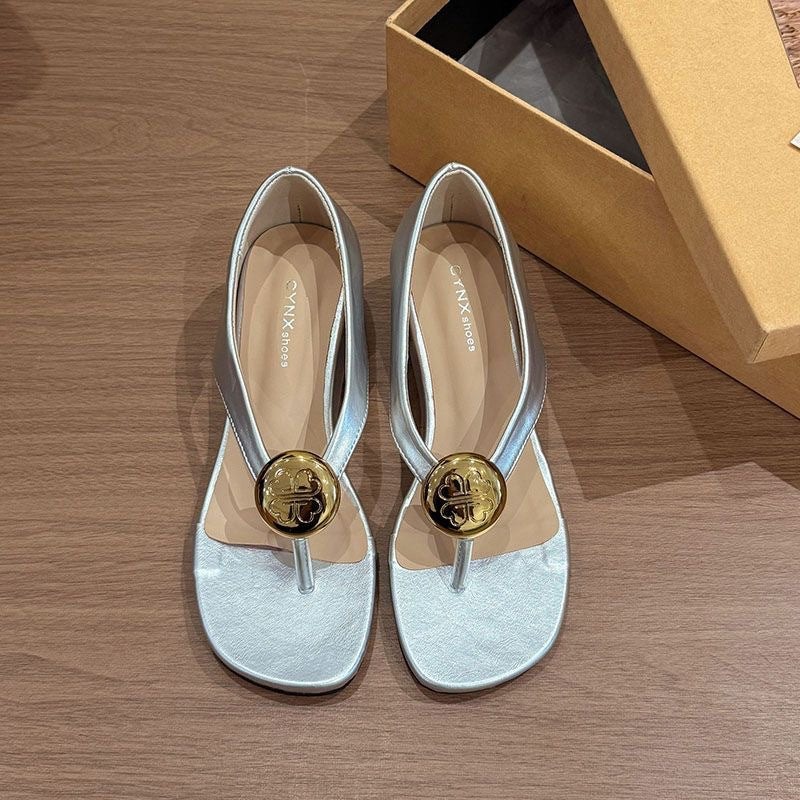 Sandalias francesas vintage de hebilla metálica con pinza para mujer, nuevas sandalias casuales diligentes y que aumentan la altura 2026