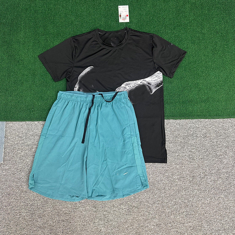 Men's Sportswear Set | Quick-Dry Ice Silk T-Shirt + Shorts