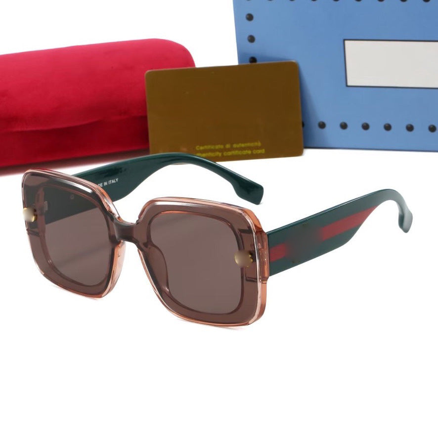 Gafas de sol redondas de montura grande unisex para exportación, gafas europeas y americanas, rayas rojas y verdes gafas de sol de moda de celebridades de internet INS G1606