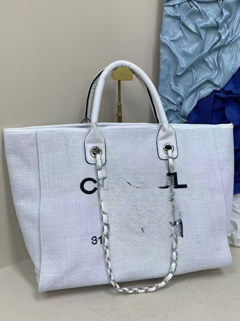 Women's Embroidered Linen Beach Bag | Elegant Large Capacity Summer Shoulder Tote | No Box