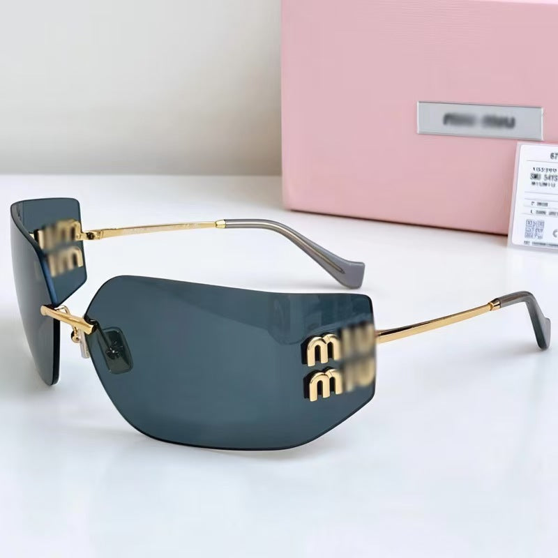 Nuevas gafas de sol sin montura y gafas de sol, estilo celebridad de 54 años, gafas pequeñas retro y elegantes que realzan la cara