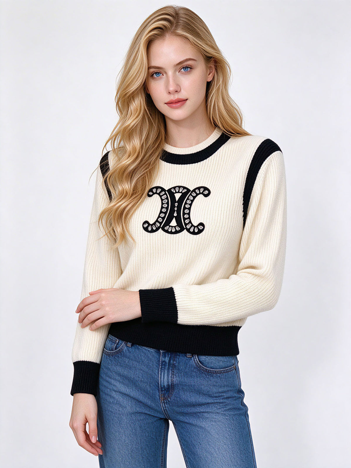 Jersey acanalado mujer CE | Bloques de color y letras