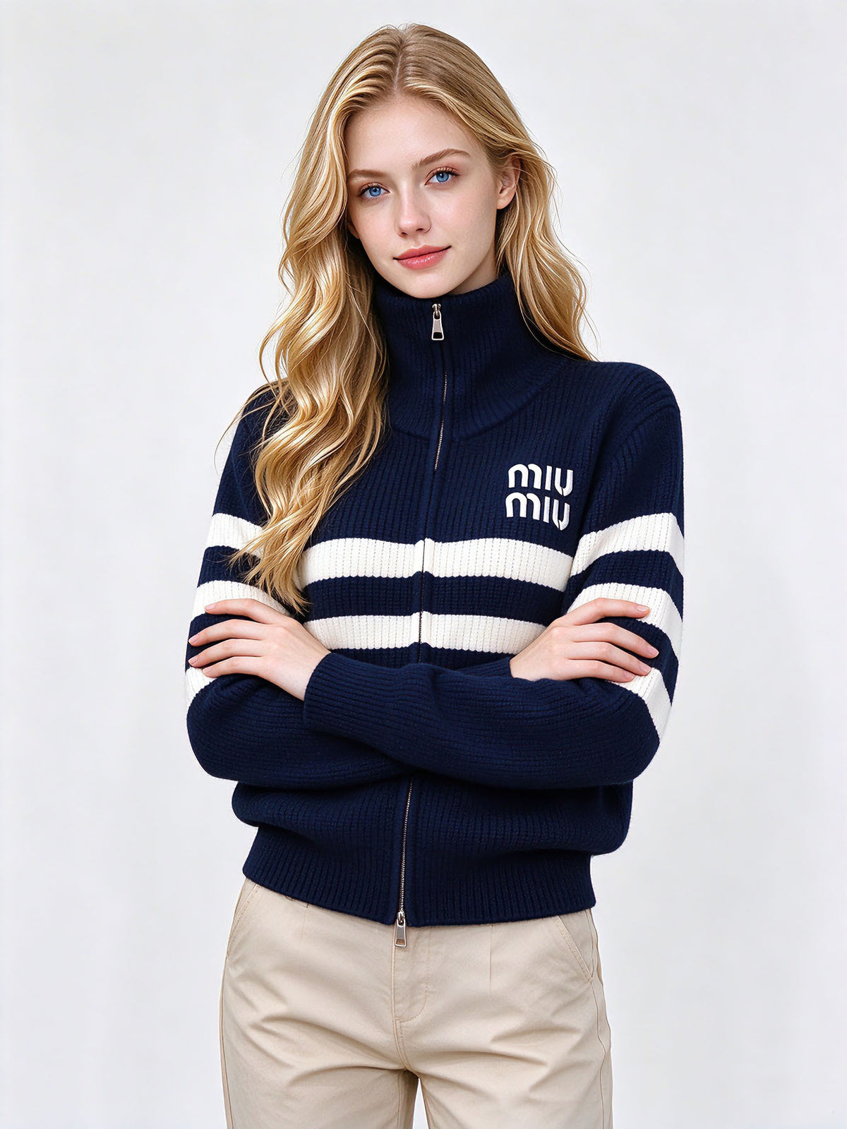 Women's MM Knit Cardigan | High neck and zip