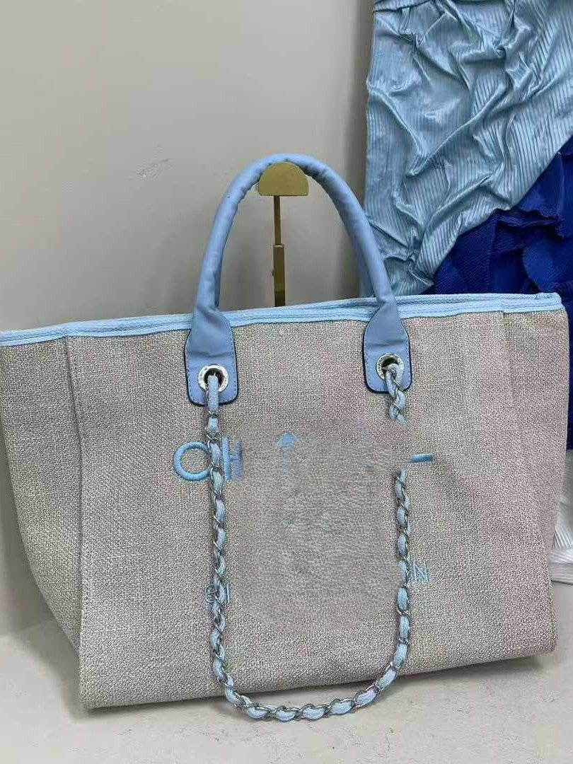 Women's Embroidered Linen Beach Bag | Elegant Large Capacity Summer Shoulder Tote | No Box
