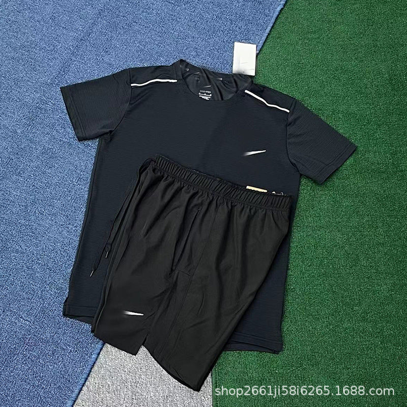 Conjunto de running deportivo nuevo y de secado rápido, transpirable, holgado y casual de manga corta para hombres y mujeres