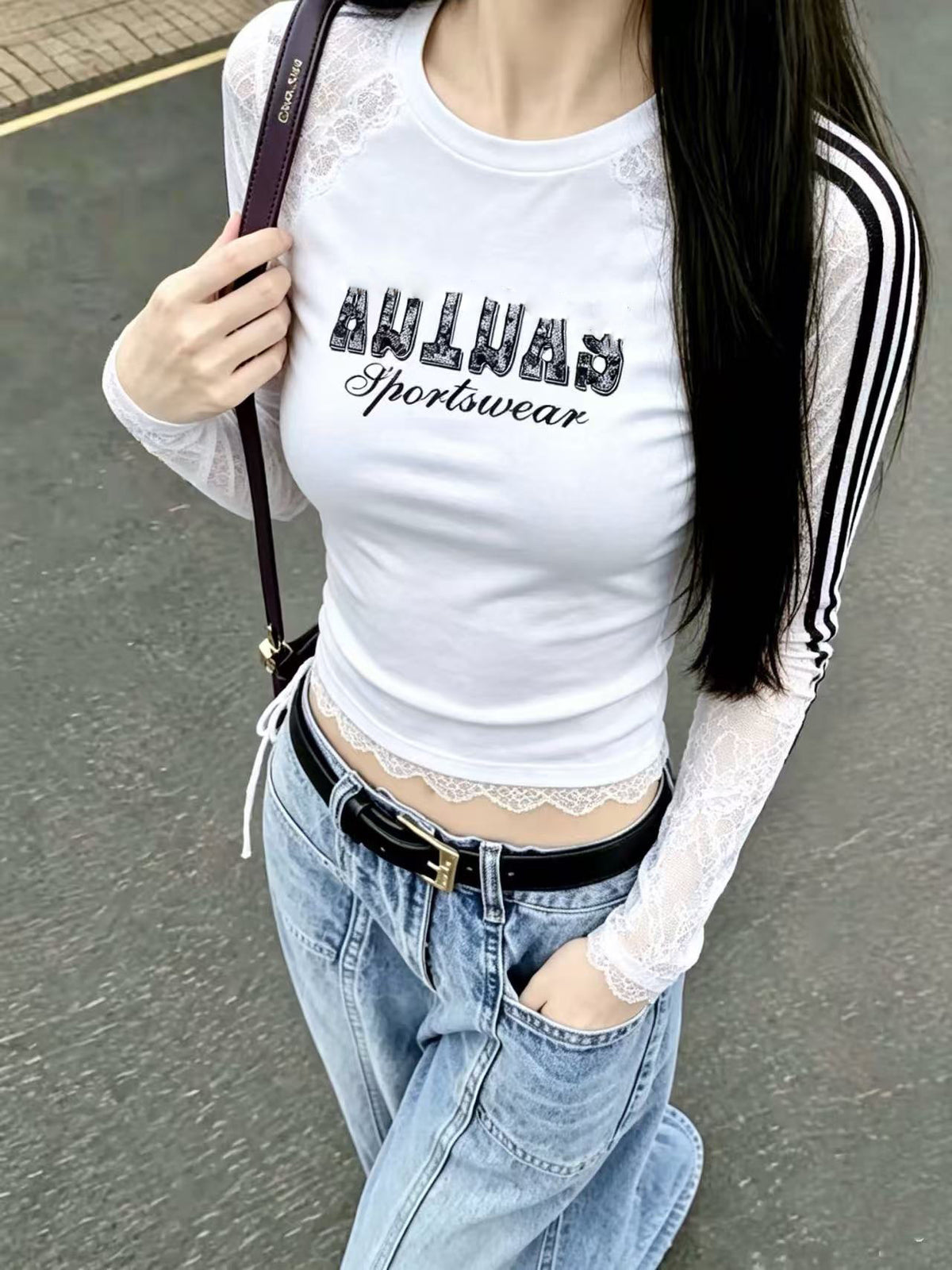 レディース 長袖Tシャツ AD | メッシュ＆レース