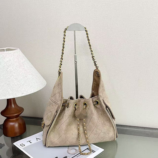 Women's Boho Style Drawstring Bucket Bag | No Box