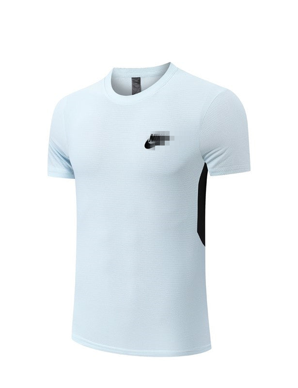 Bestseller de exportación: deportes, entrenamiento casual suelto, camiseta de cuello redondo transpirable de verano, manga corta, ejercicio para correr y secado rápido