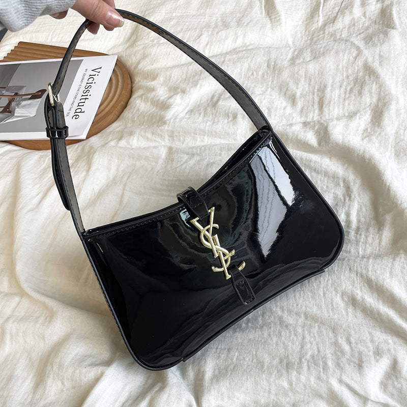 2025 Nueva bolsa transfronteriza elegante, versátil y versátil para la axila, bolso de un solo hombro de moda, bolso de mujer de cuero brillante para mujeres