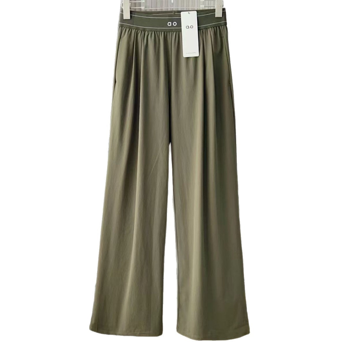 Pantalones de cinco colores de secado rápido para mujer 2025, pantalones largos casuales con letras reflectantes, pantalones largos largos de pierna recta AL con caída y capiada primavera/verano