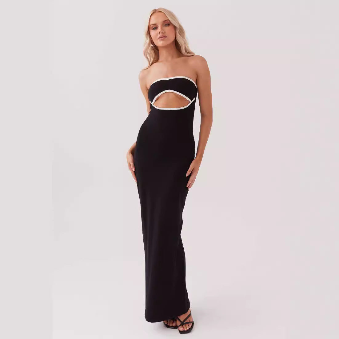 2026 verano nuevo comercio exterior transfronterizo Amazon falda americana chica sexy y sexy con bandeau vestido de punto con falda larga chica