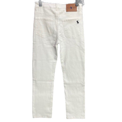 Jeans sbiancati ricamati uomo gamba dritta | Stemma francese | LuxuryMarkt