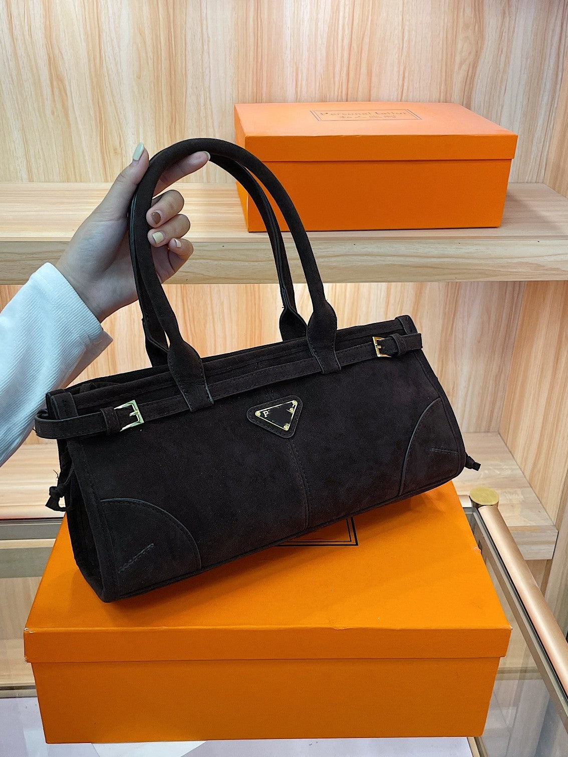 Women's Suede Moto Bag | Premium Versatile Fashion Underarm Crossbody Bag | Includes Box