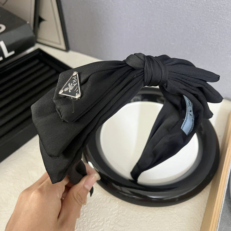 Elegante cinta de doble capa de doble capa, diadema con letras triangulares, accesorio para el cabello sencillo de tela adulta de ala ancha para mujeres