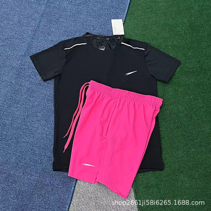 Conjunto de running deportivo nuevo y de secado rápido, transpirable, holgado y casual de manga corta para hombres y mujeres