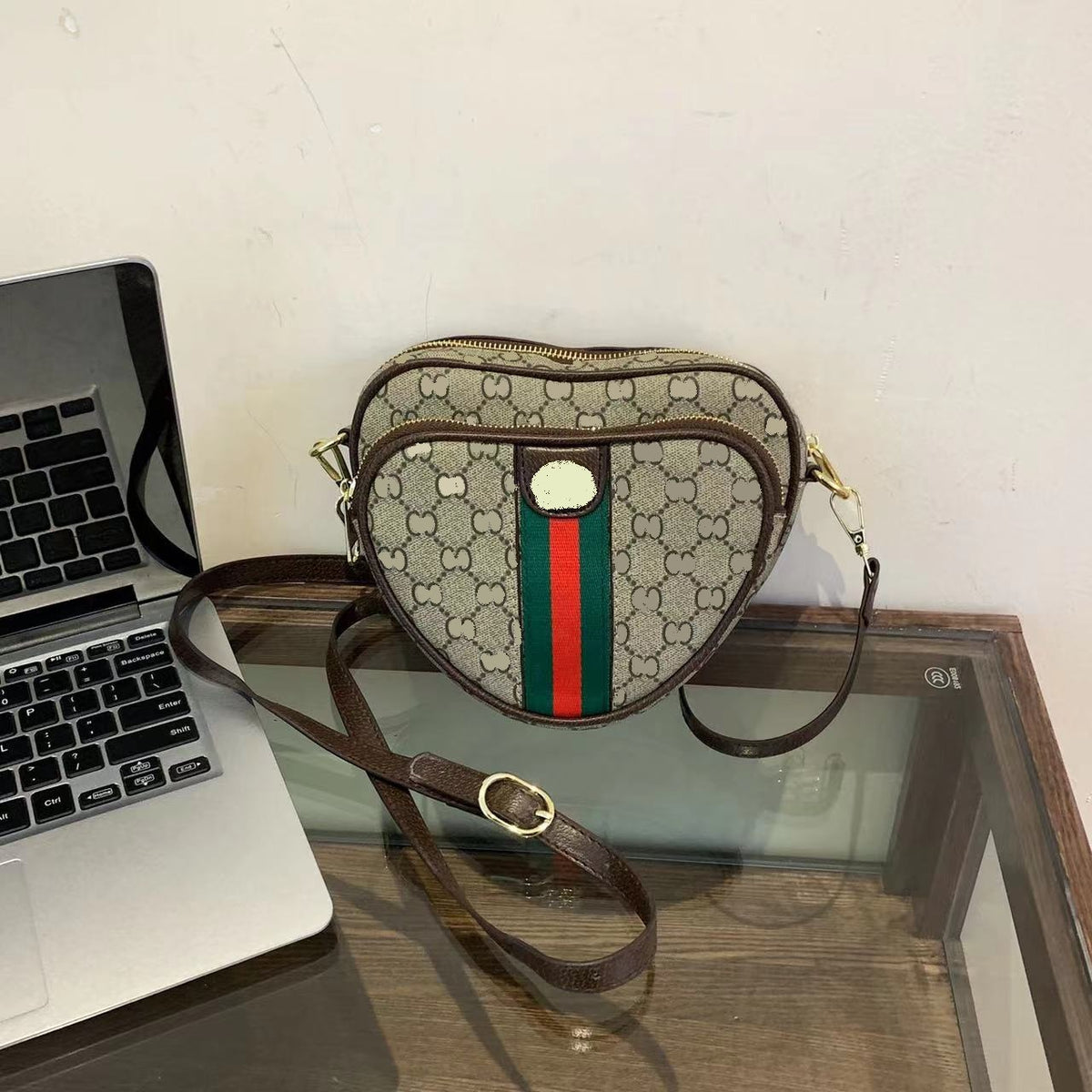 Borsa a tracolla a cuore set 2 pezzi donna | Senza scatola