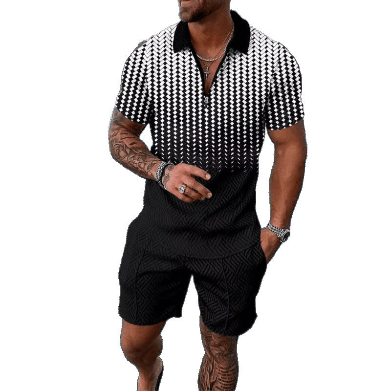 Conjunto de dos piezas de manga corta y pantalones cortos de Amazon de verano transfronterizo 2024 para comercio exterior, conjunto deportivo casual masculino