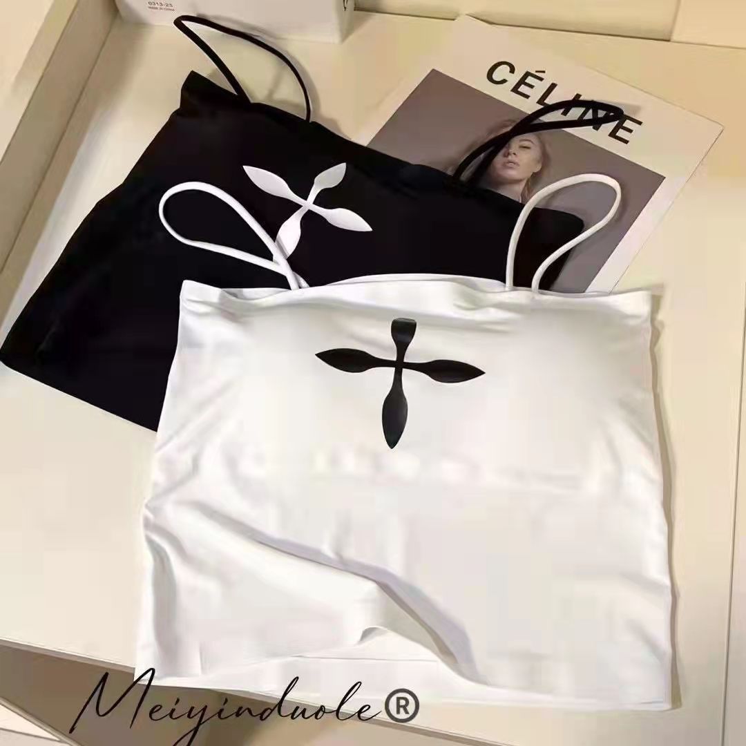 Nueva influencer Douyin camisola sin tirantes de seda YOYO Ice con capa base, capa interior, abrigo con protector y espalda deportiva