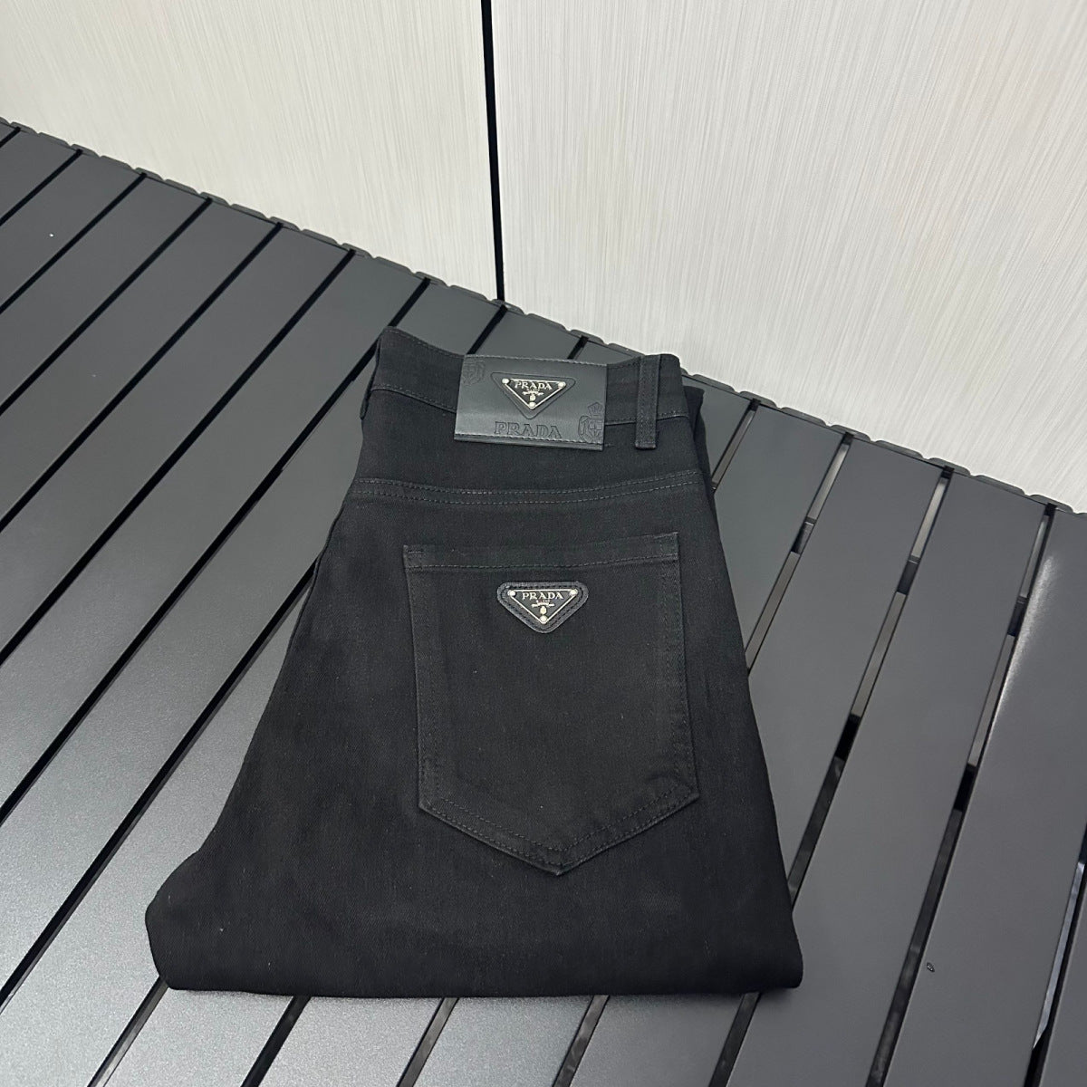 PRADA Vaqueros Negros Moda Hombre Slim