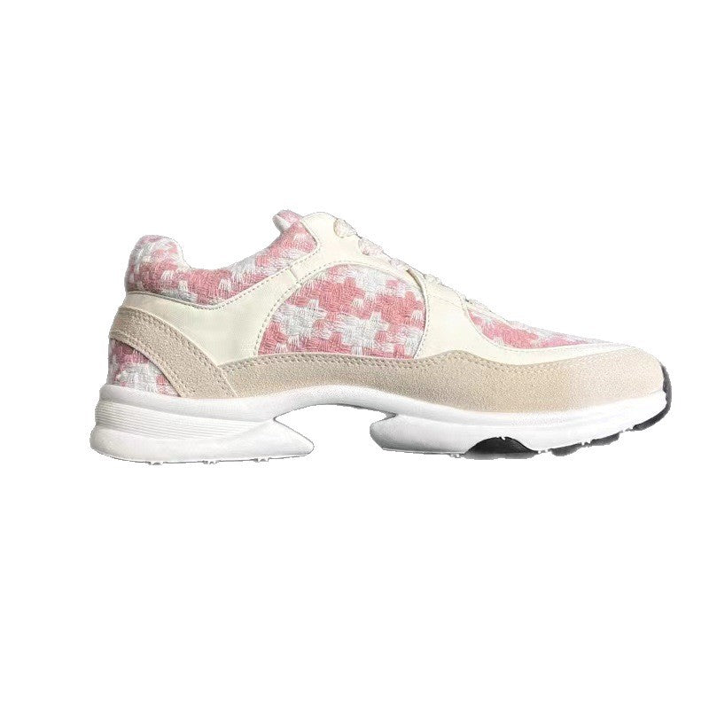 Zapatillas de suela gruesa con pequeñas fragancias, zapatillas de papá, zapatillas casuales de cuero suave para mujer, zapatillas de correr nuevas para mujer 2023