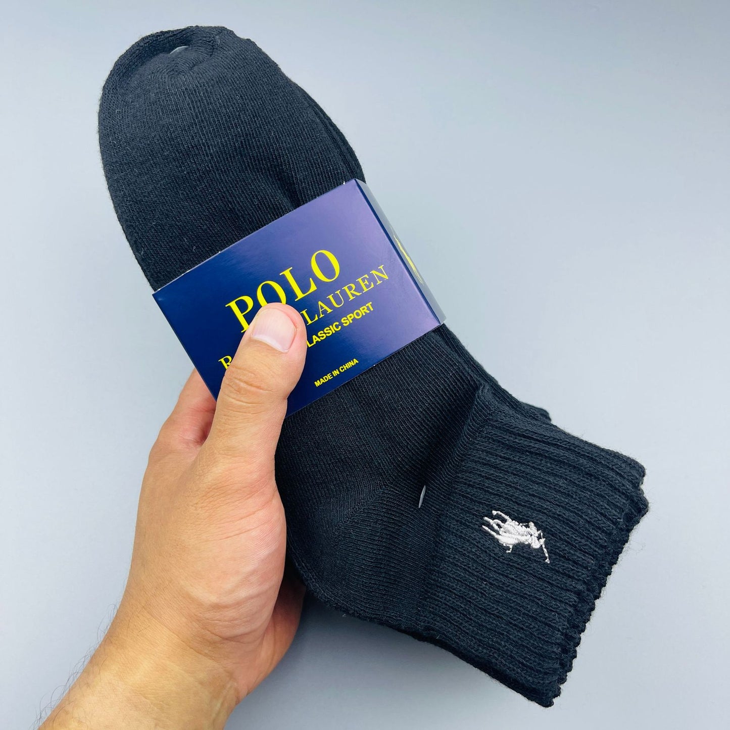 6 pares de calcetines Paul Pol Ruff Sports Pony, calcetines deportivos bordados con toallas, clásico de longitud media que absorbe el sudor