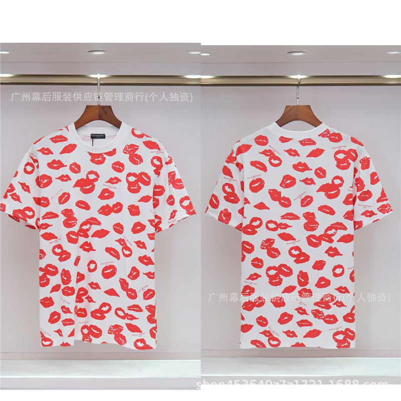 Versión correcta de la tendencia de lujo de París B: 26SS nuevo bordado unisex con cuello redondo, camiseta de algodón de manga corta y manga corta, comercio exterior